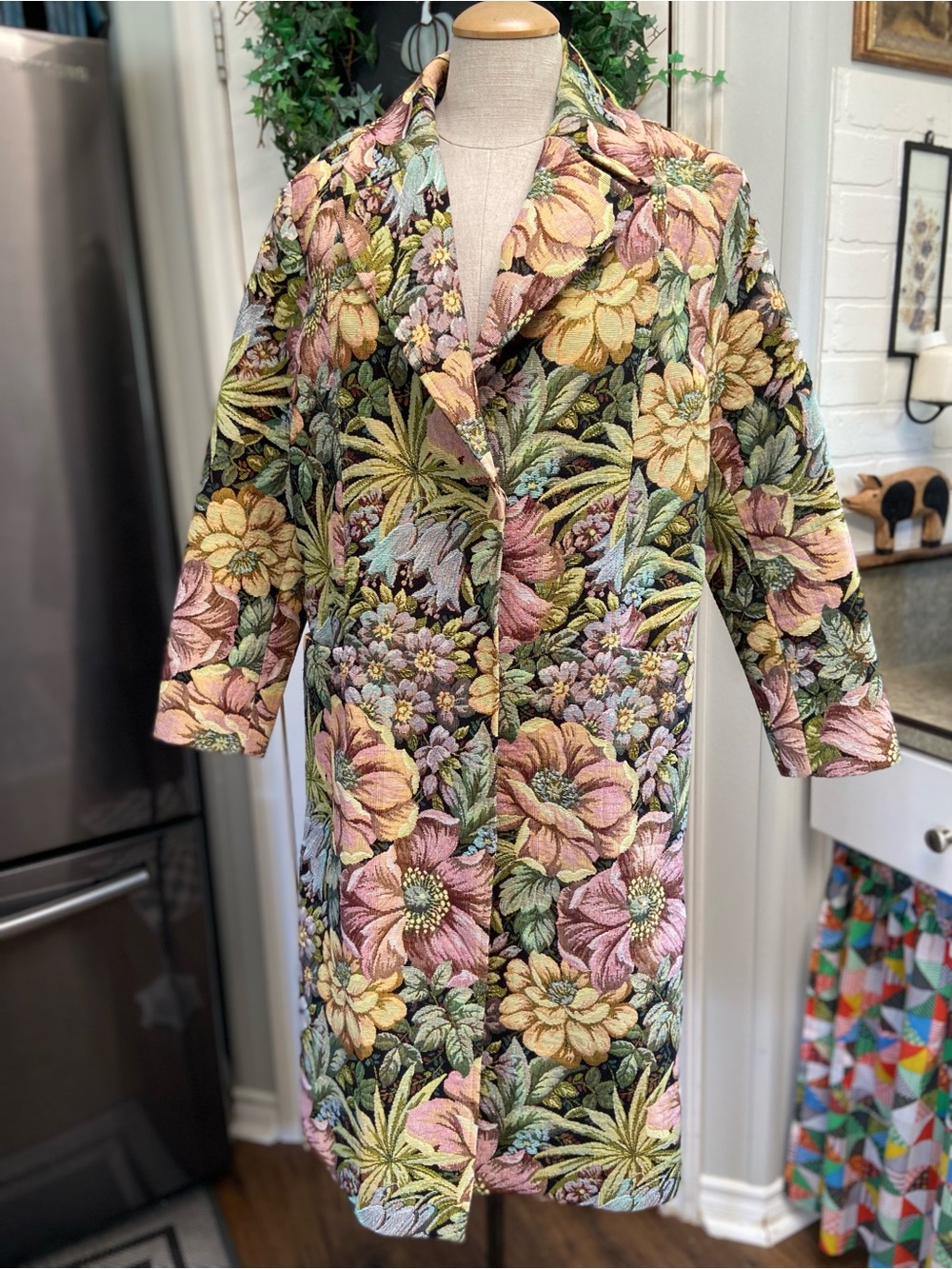 NWOT Topshop Like New Floral Tapestry Trench Coat Bridgeton Style Victorian Fall
